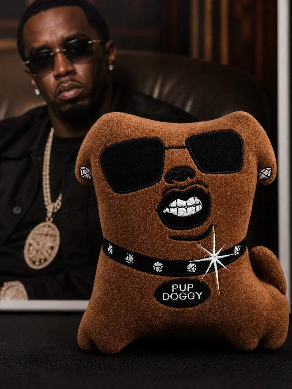 “Pup Doggy” P Diddy Puff Daddy Plush Puppy Dog Chew Toy Squeaky Humor Celebrity